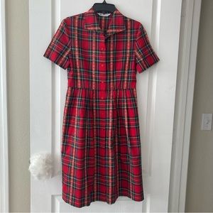 YORKLAND RED TARTAN CHRISTMAS PLAID DRESS MADE IN JAPAN